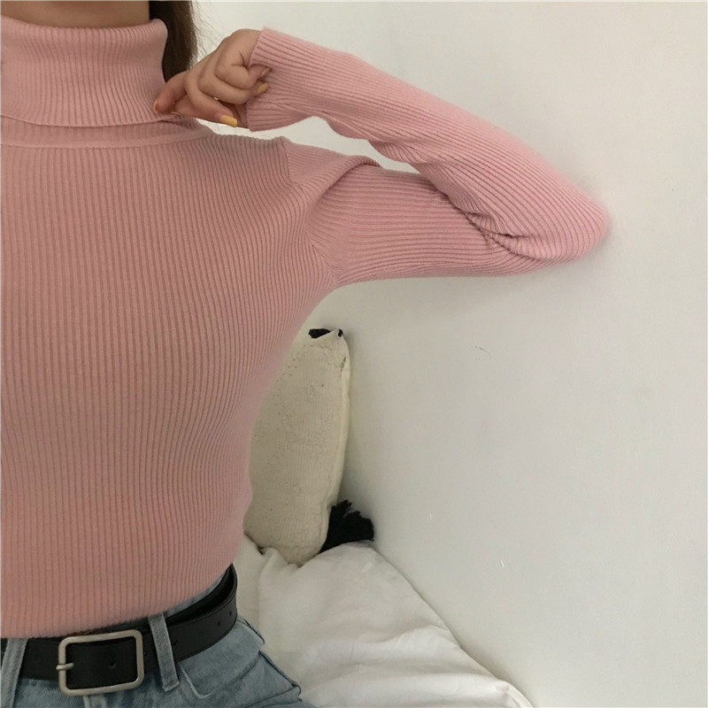Autumn and winter, versatile, slim, long-sleeved, knit, bottoming shirt, women&apos;s, tops, tide