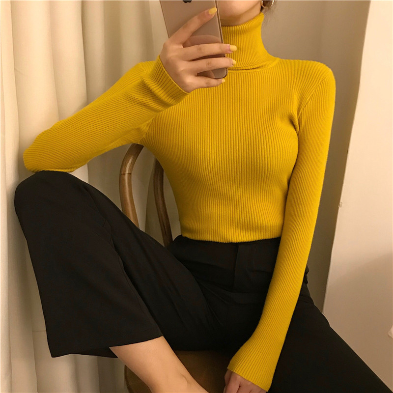 Autumn and winter, versatile, slim, long-sleeved, knit, bottoming shirt, women&apos;s, tops, tide