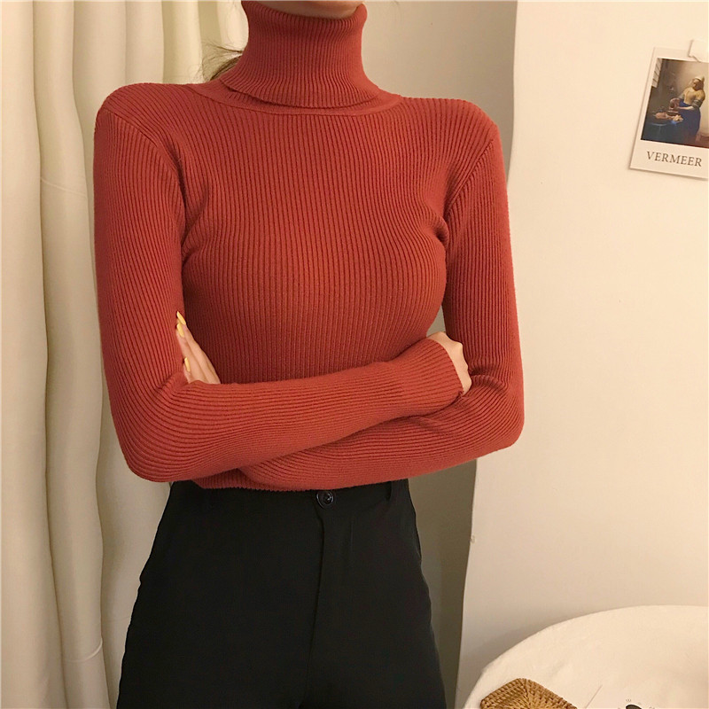 Autumn and winter, versatile, slim, long-sleeved, knit, bottoming shirt, women&apos;s, tops, tide