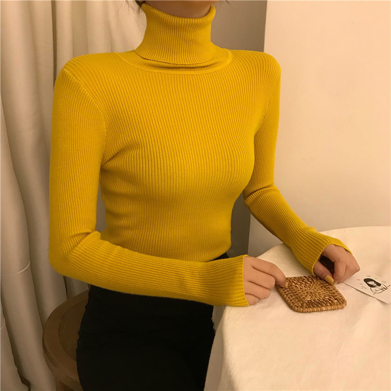 Autumn and winter, versatile, slim, long-sleeved, knit, bottoming shirt, women&apos;s, tops, tide