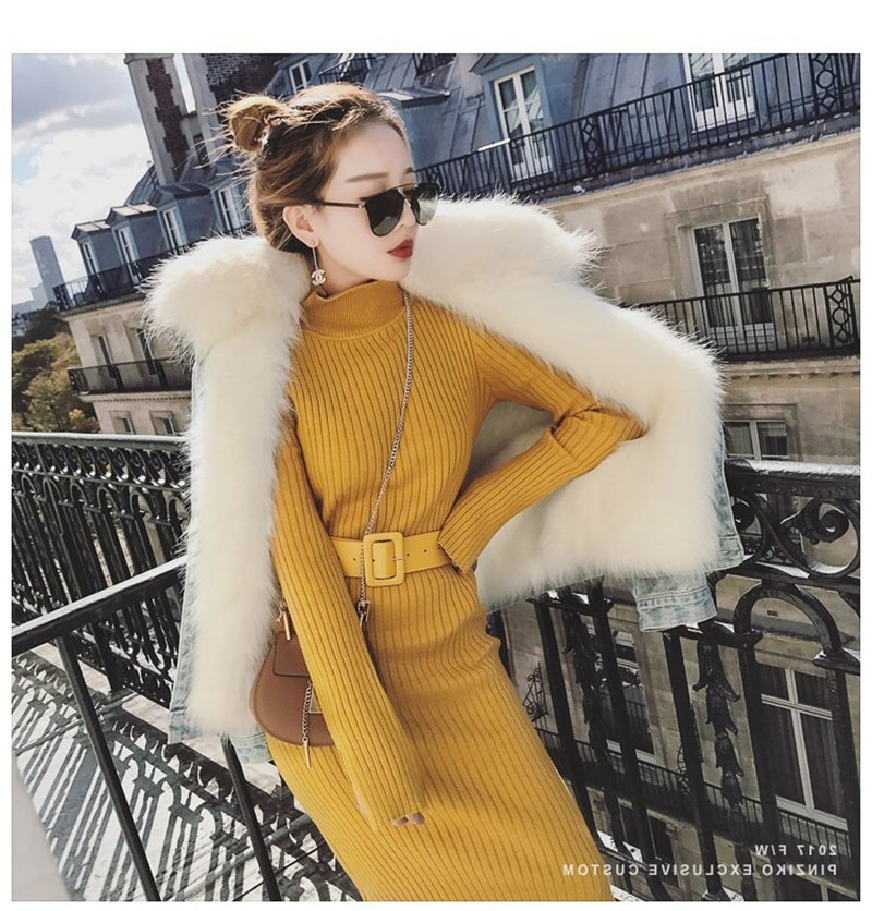 Autumn and winter long sweaters dresses women&apos;s bottoming shirts sweater skirts jackets elastic