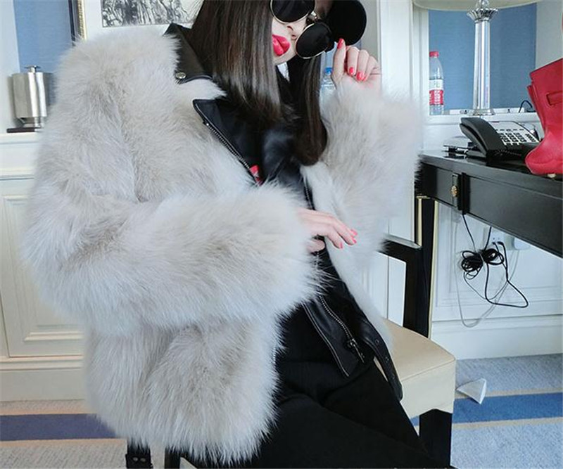 Autumn and winter fox fur fur women&apos;s motorcycle clothing imitation mink fur coat tide fashion noble