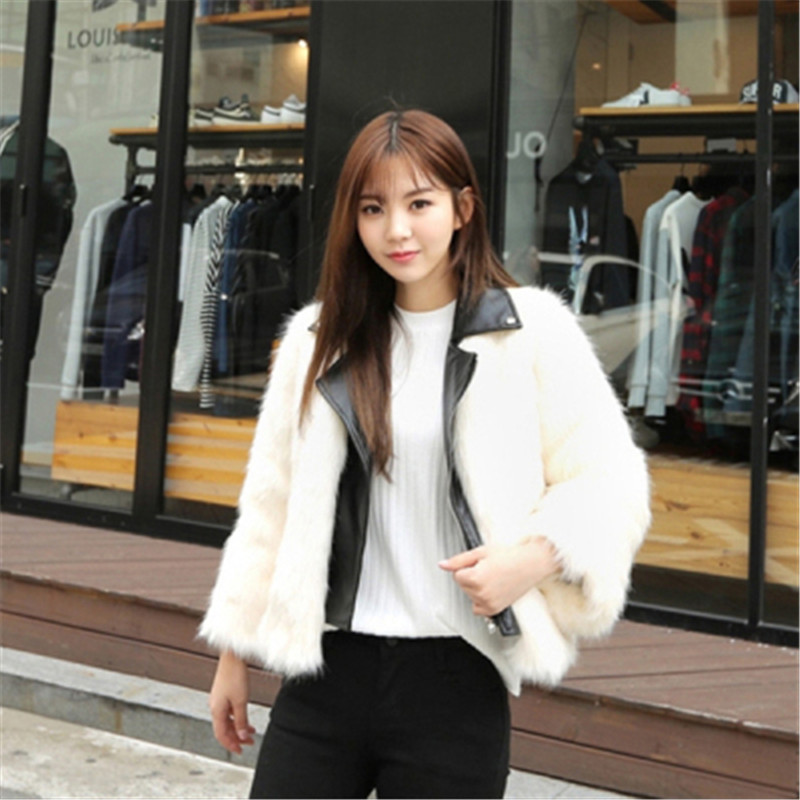 Autumn and winter fox fur fur women&apos;s motorcycle clothing imitation mink fur coat tide fashion noble