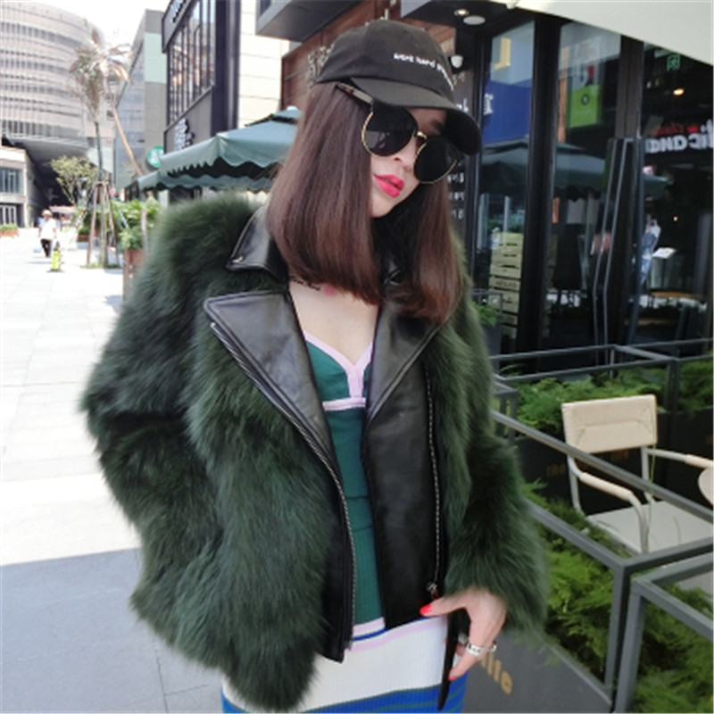 Autumn and winter fox fur fur women&apos;s motorcycle clothing imitation mink fur coat tide fashion noble