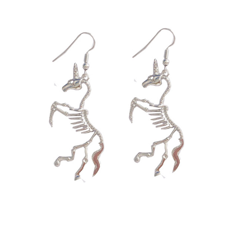 European and American fashion cross-border new alloy unicorn skeleton earrings jewelry