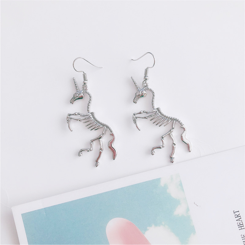 European and American fashion cross-border new alloy unicorn skeleton earrings jewelry