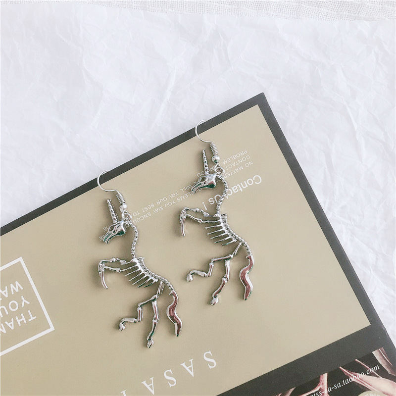 European and American fashion cross-border new alloy unicorn skeleton earrings jewelry