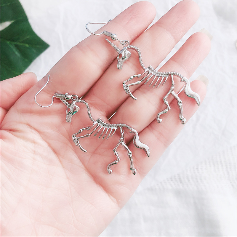 European and American fashion cross-border new alloy unicorn skeleton earrings jewelry