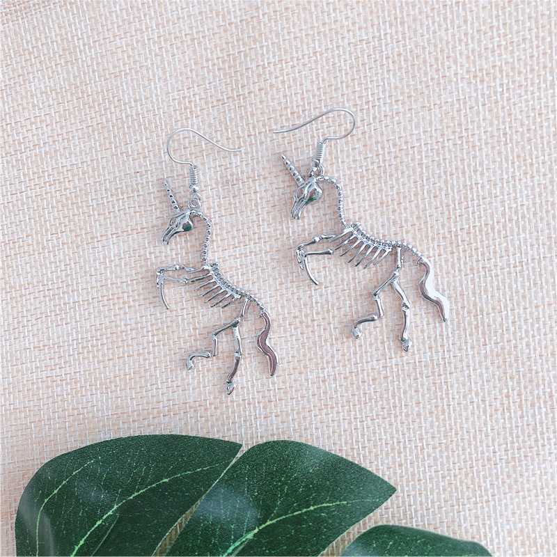 European and American fashion cross-border new alloy unicorn skeleton earrings jewelry