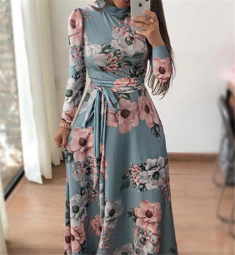 Women&apos;s Europe and the United States Summer Explosion Style Short Sleeve Print Tie Waist Slim Dress