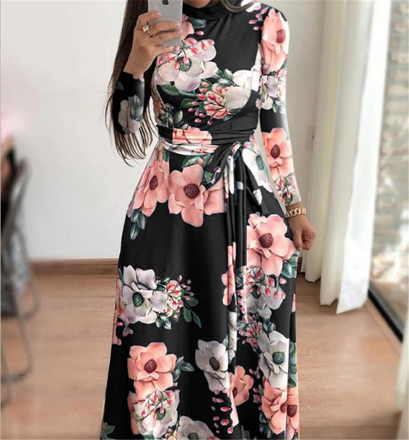 Women&apos;s Europe and the United States Summer Explosion Style Short Sleeve Print Tie Waist Slim Dress