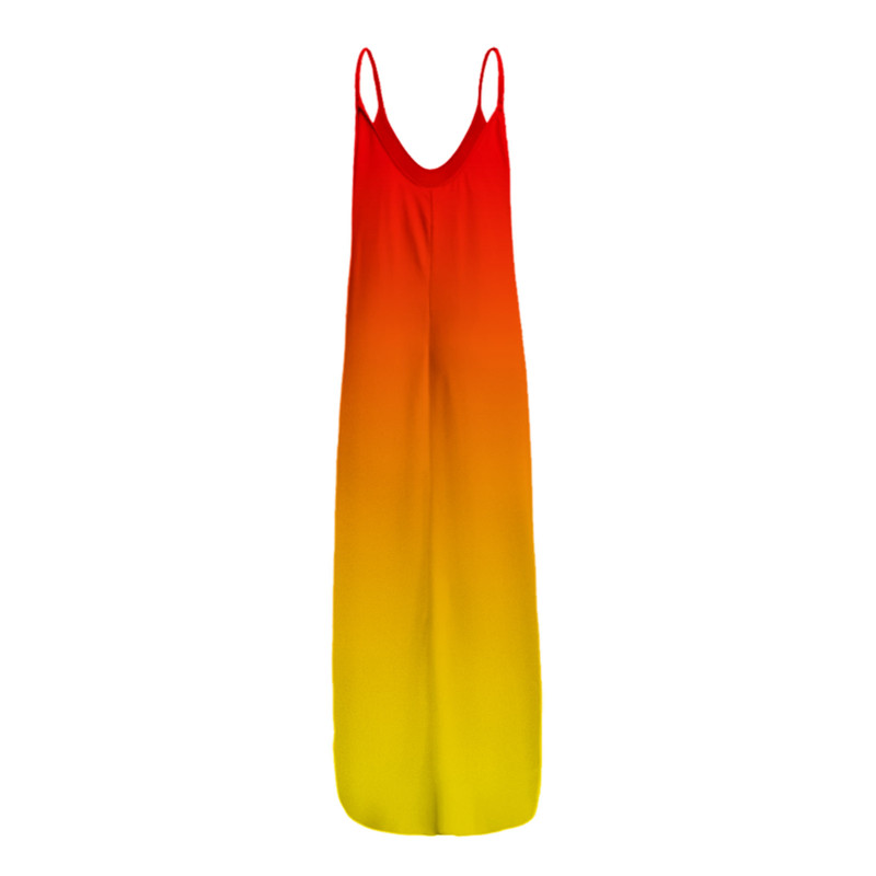 Women&apos;s clothing Europe station Tie-dye gradient diagonal stripe dress Loose ethnic style