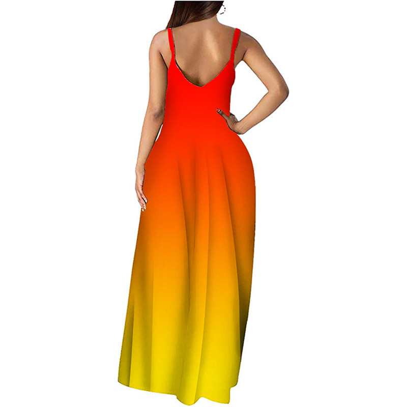 Women&apos;s clothing Europe station Tie-dye gradient diagonal stripe dress Loose ethnic style