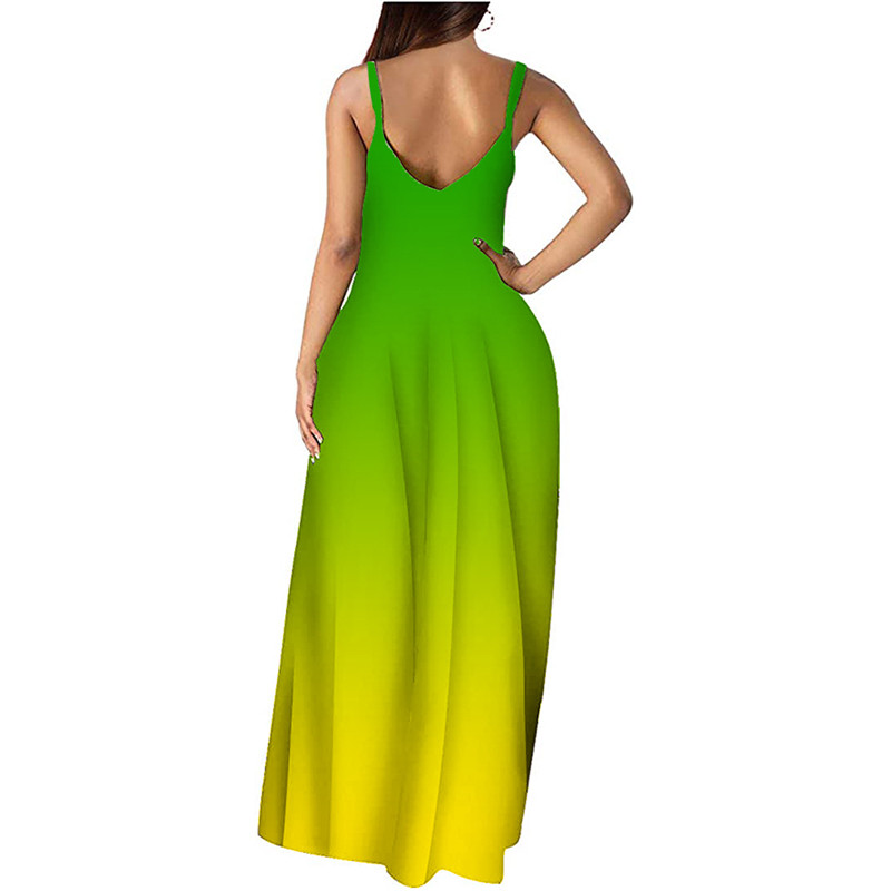 Women&apos;s clothing Europe station Tie-dye gradient diagonal stripe dress Loose ethnic style