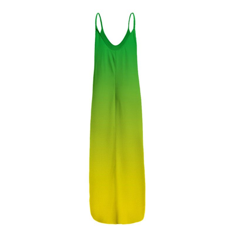 Women&apos;s clothing Europe station Tie-dye gradient diagonal stripe dress Loose ethnic style
