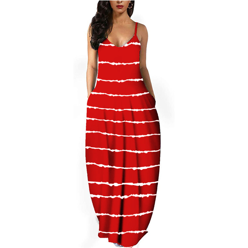 Women&apos;s clothing Europe station Tie-dye gradient diagonal stripe dress Loose ethnic style