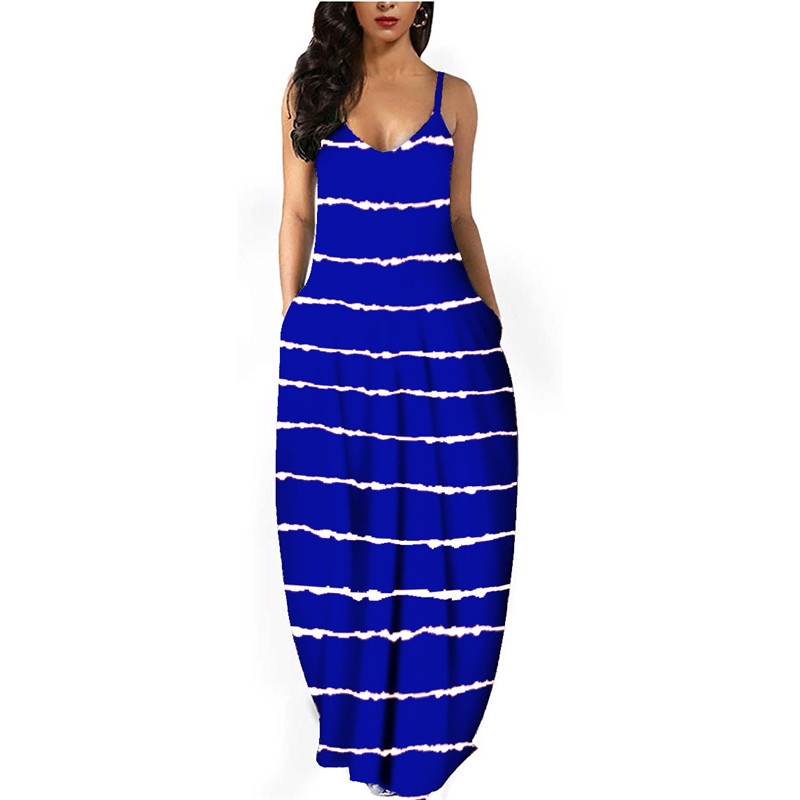 Women&apos;s clothing Europe station Tie-dye gradient diagonal stripe dress Loose ethnic style