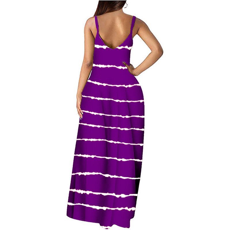 Women&apos;s clothing Europe station Tie-dye gradient diagonal stripe dress Loose ethnic style