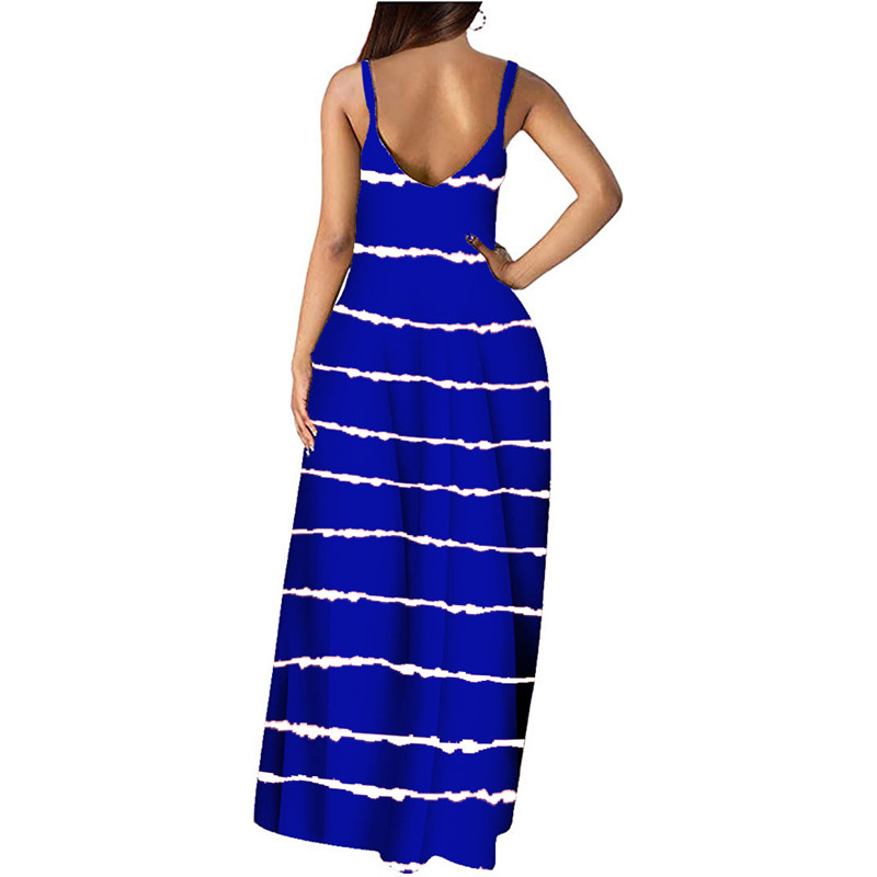Women&apos;s clothing Europe station Tie-dye gradient diagonal stripe dress Loose ethnic style