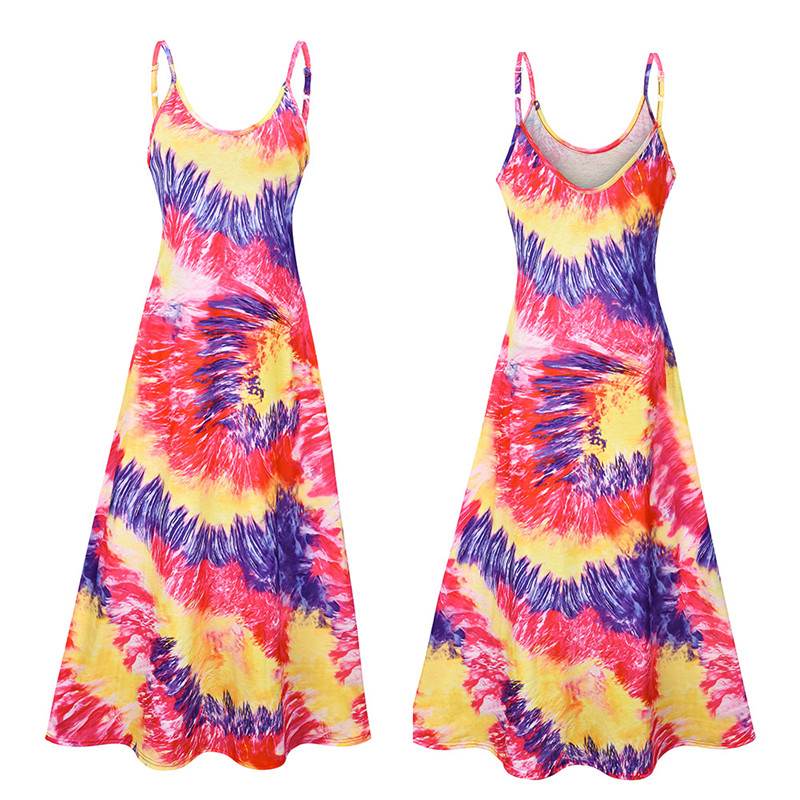 Women&apos;s clothing Europe station Tie-dye gradient diagonal stripe dress Loose ethnic style
