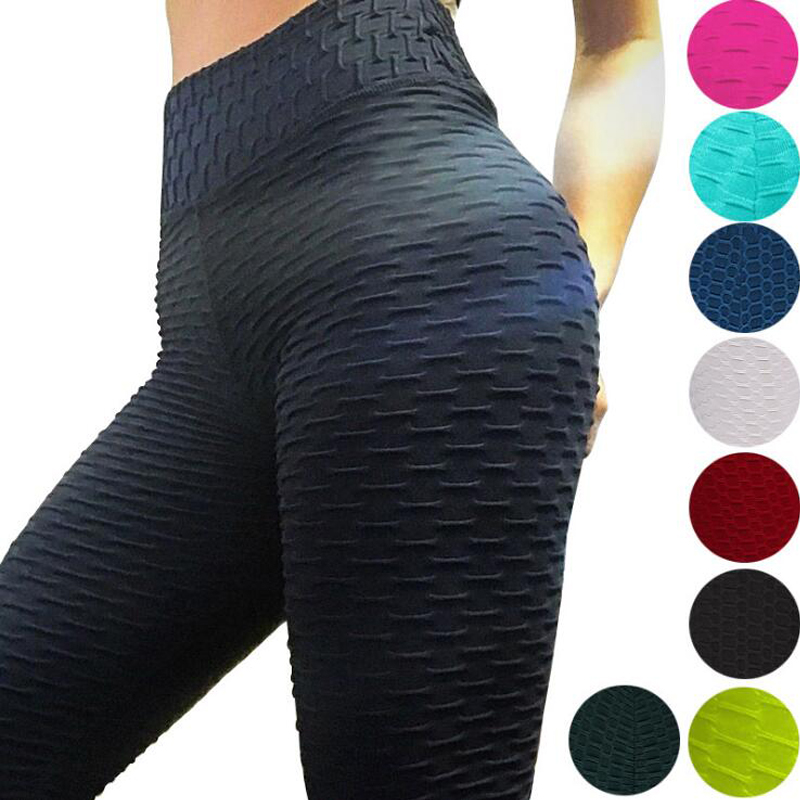 2020 Sexy Yoga Pants Fitness Sports Leggings Jacquard Female Running Trousers High Waist  Tight