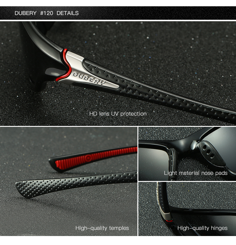 DUBERY Brand Design Polarized Sport Sunglasses Men Driver Shades Male Vintage Spuare Mirror UV400