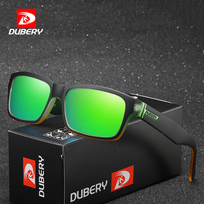 DUBERY Vintage Sunglasses Polarized Men's Square Shades Driving Black Oculos Male 8 Colors