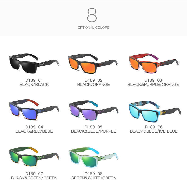 DUBERY Vintage Sunglasses Polarized Men's Square Shades Driving Black Oculos Male 8 Colors