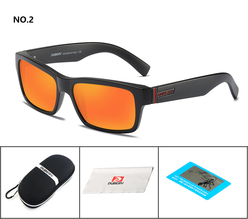 DUBERY Vintage Sunglasses Polarized Men's Square Shades Driving Black Oculos Male 8 Colors