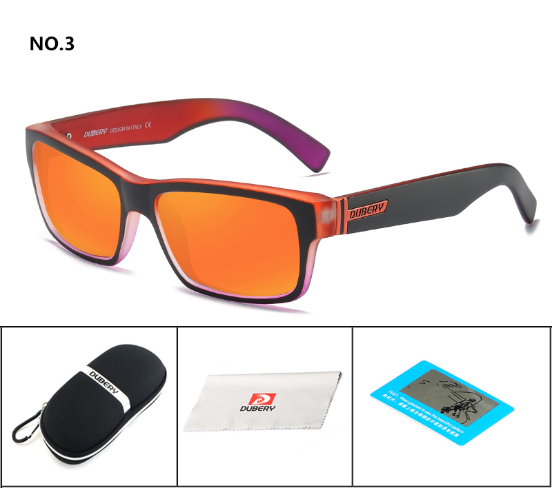 DUBERY Vintage Sunglasses Polarized Men's Square Shades Driving Black Oculos Male 8 Colors