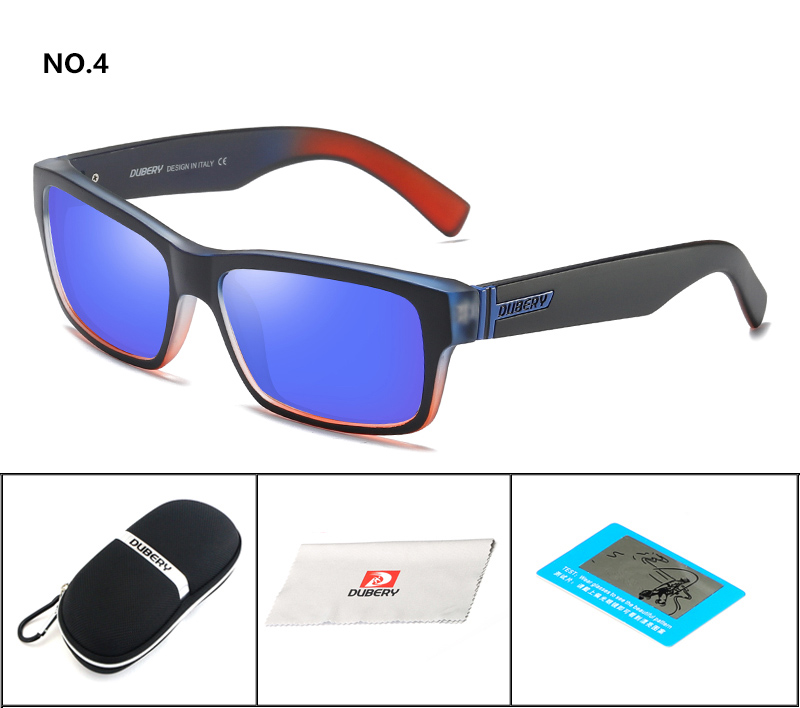 DUBERY Vintage Sunglasses Polarized Men's Square Shades Driving Black Oculos Male 8 Colors