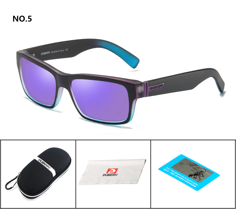 DUBERY Vintage Sunglasses Polarized Men's Square Shades Driving Black Oculos Male 8 Colors