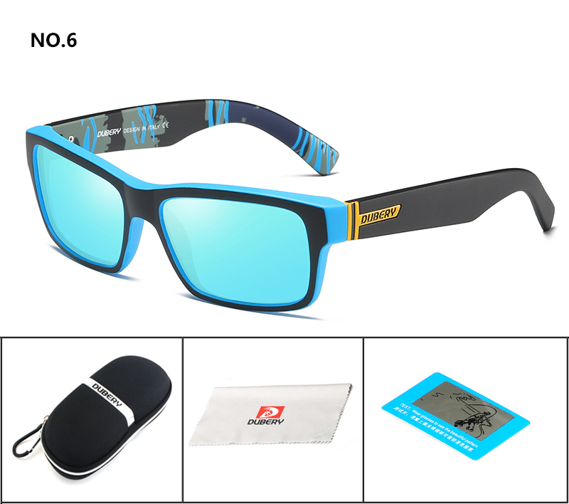 DUBERY Vintage Sunglasses Polarized Men's Square Shades Driving Black Oculos Male 8 Colors