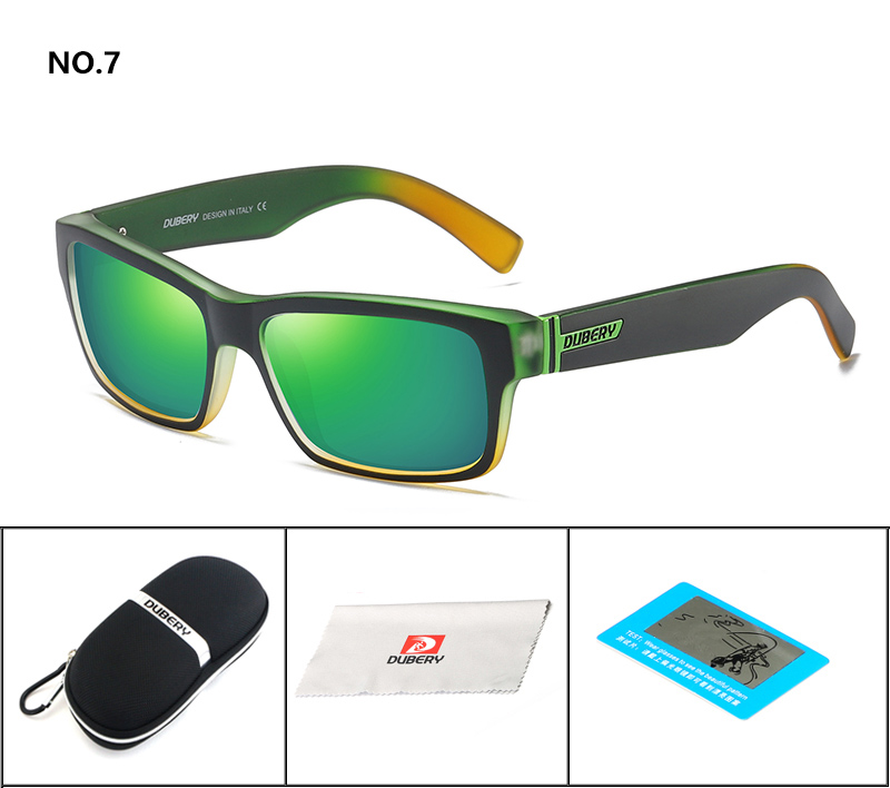 DUBERY Vintage Sunglasses Polarized Men's Square Shades Driving Black Oculos Male 8 Colors