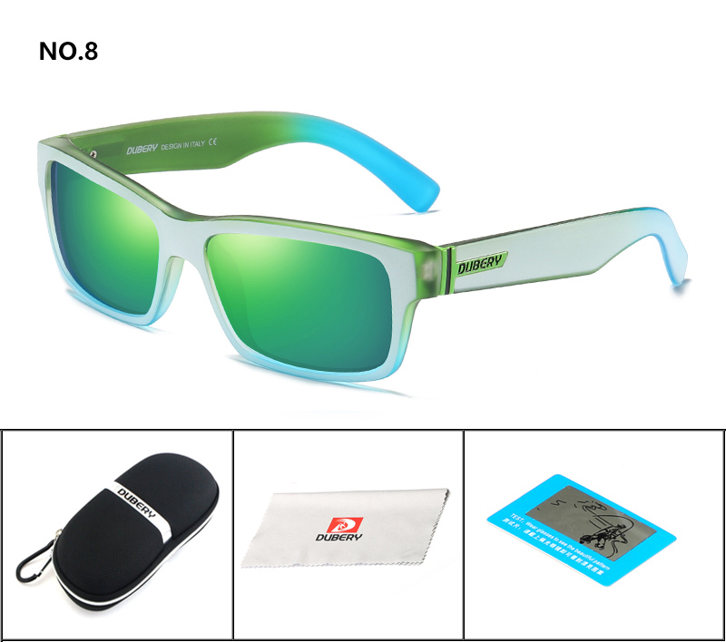 DUBERY Vintage Sunglasses Polarized Men's Square Shades Driving Black Oculos Male 8 Colors