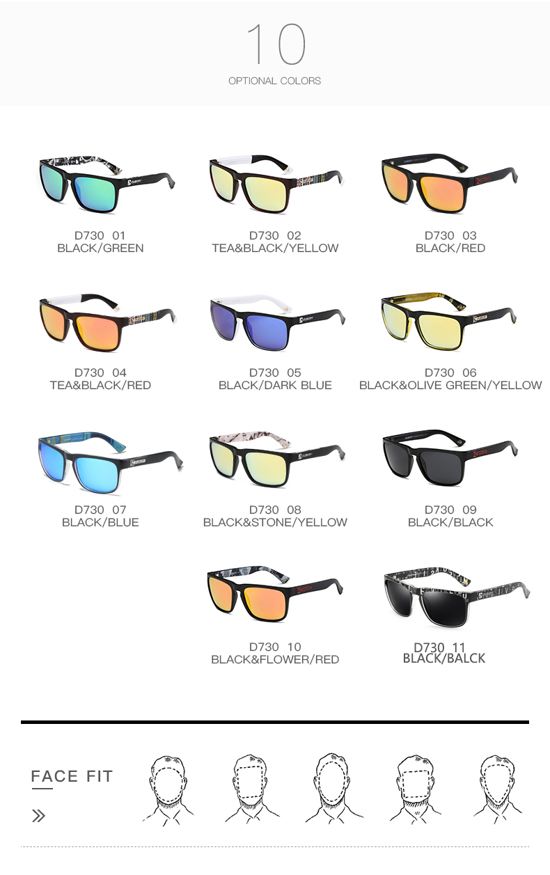 DUBERY Brand Polarized Sunglasses Men Drving Shades Male For Men Summer Square Goggle Oculos UV400