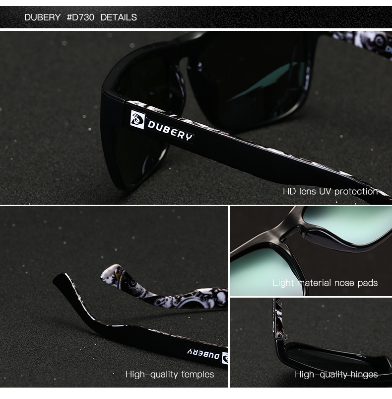 DUBERY Brand Polarized Sunglasses Men Drving Shades Male For Men Summer Square Goggle Oculos UV400