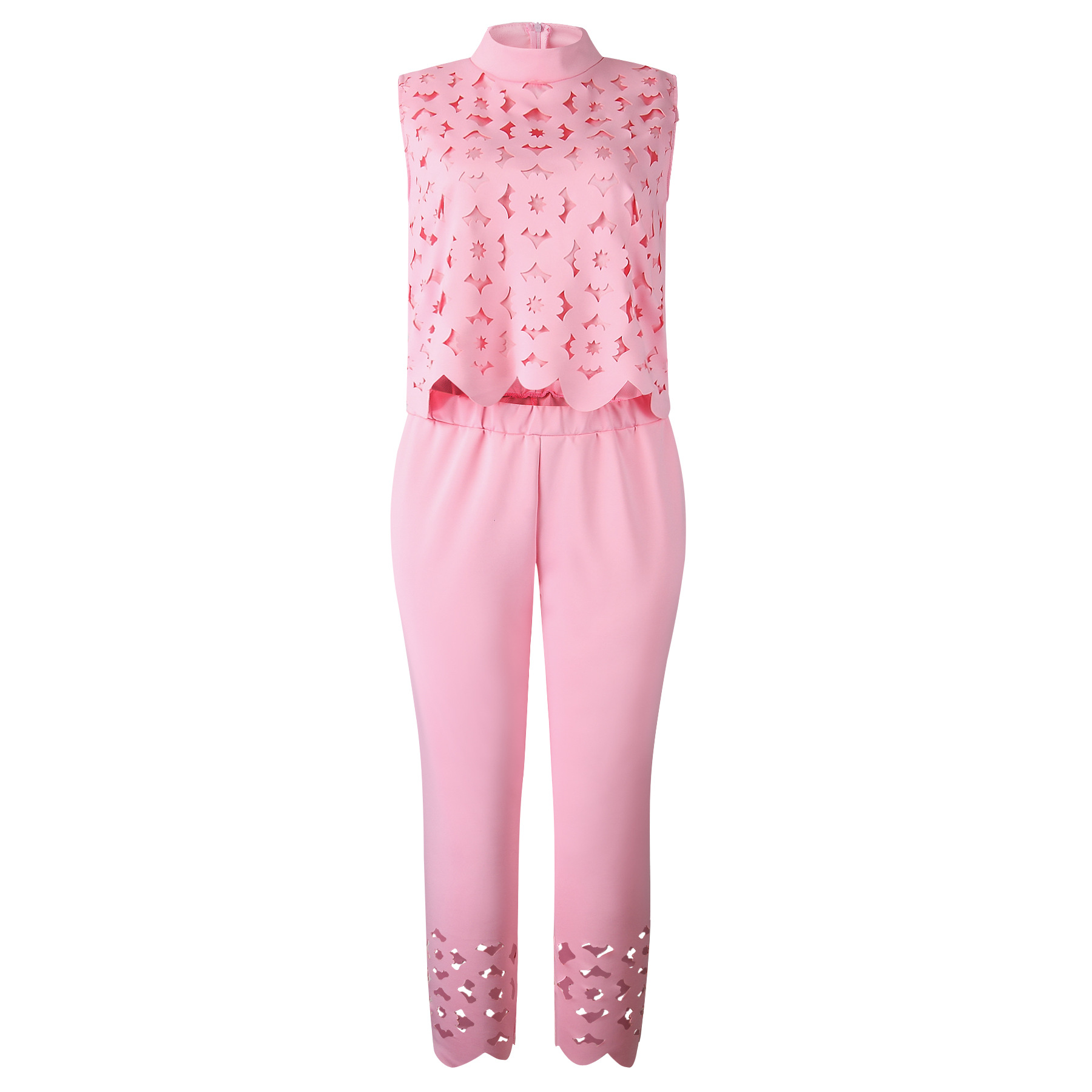 Suits  Lady Suits Temperament thin sleeveless hollowed-out shirt and trousers  Yellow Suit  Fasion K052