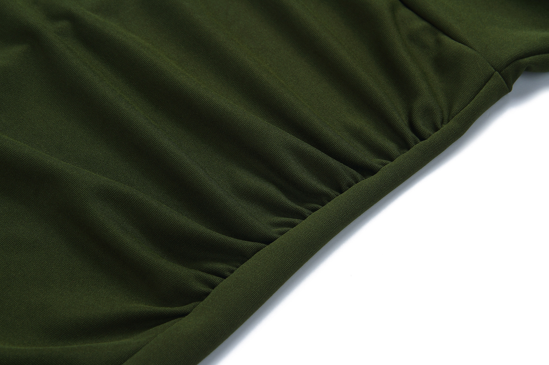 Pure color temperament wrap hip skirt Pleated design New Green Dresses half sleeve high waist Tight Dresses K019