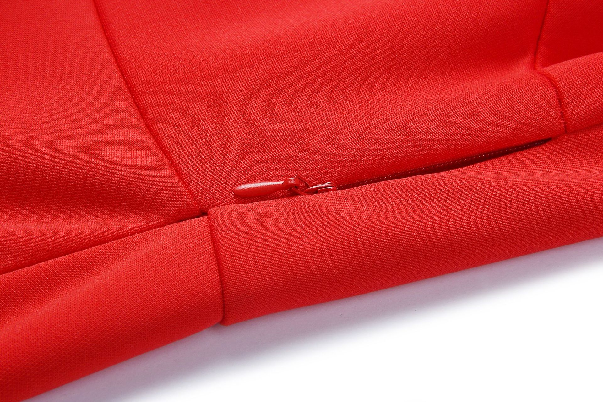 High Quality Red Dress Ladies Elegantdresses V-neck Solid Colour Dress with Belt  Lady Dress