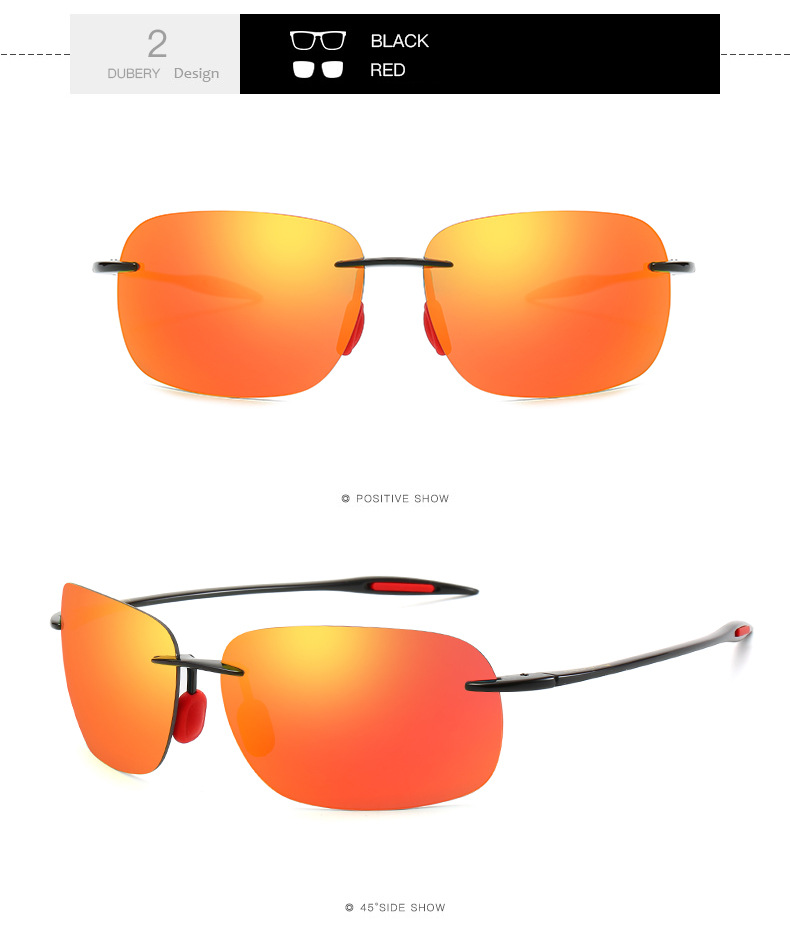 DUBERY Rimless Sunglasses Car Sunglasses Driver Shades Men Sunglasses Women Sunglasses Square Shades Driving Sunglasses Male Bug-eyed Glasses Eight colors