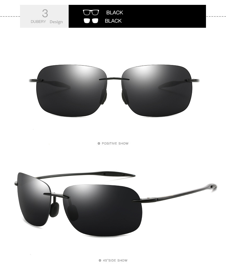 DUBERY Rimless Sunglasses Car Sunglasses Driver Shades Men Sunglasses Women Sunglasses Square Shades Driving Sunglasses Male Bug-eyed Glasses Eight colors