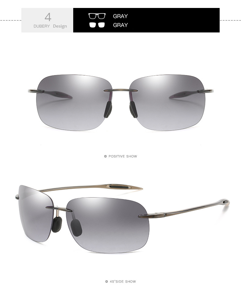 DUBERY Rimless Sunglasses Car Sunglasses Driver Shades Men Sunglasses Women Sunglasses Square Shades Driving Sunglasses Male Bug-eyed Glasses Eight colors