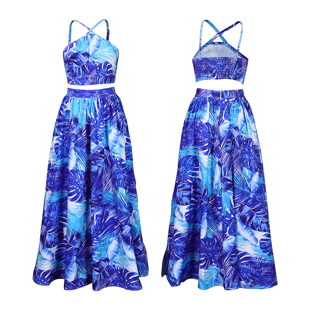 New slip dress Two piece set High waist print fashion temperament camouflage dress Big size dress s-3xl More colors K022