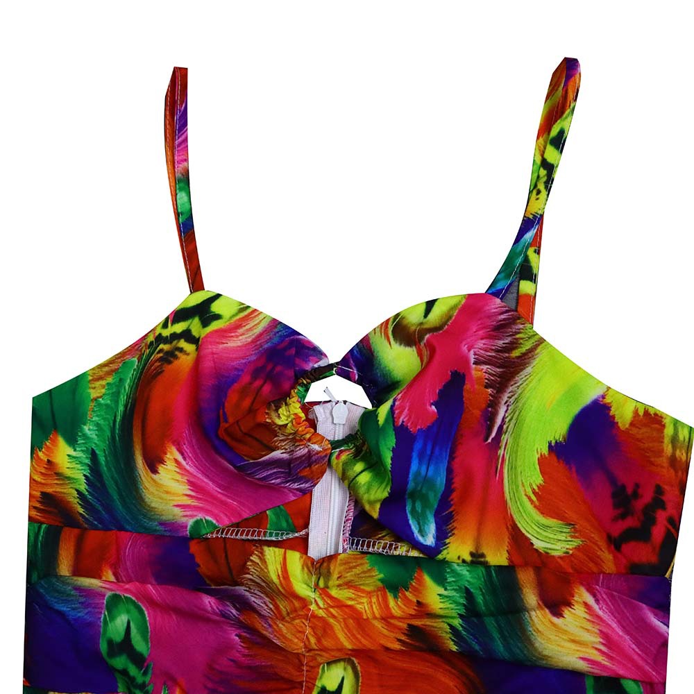 New slip dress Sleeveless long skirt Swing dress backless with halter Printed dress with high waist temperament Big size S-3XL dress More colors K023