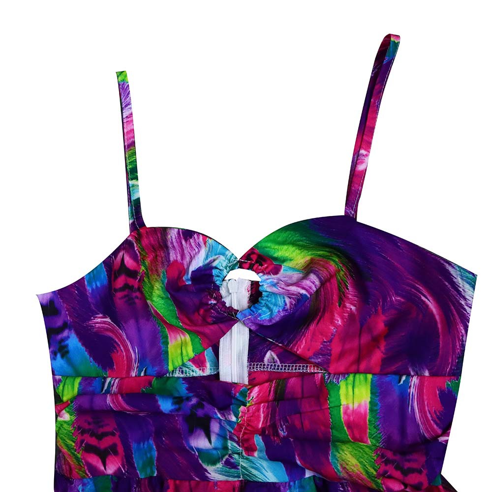 New slip dress Sleeveless long skirt Swing dress backless with halter Printed dress with high waist temperament Big size S-3XL dress More colors K023