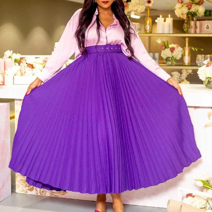 Woman skirt with belt knife pleated accordion Plus Size S-3XL blow knee Commuter suit 5 colors dresses wedding dinner party dress K075