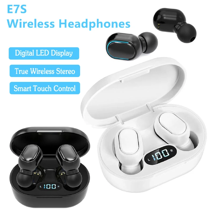 E7S TWS Wireless Sports Earphones Low Power Macaron Bluetooth Earphones Sports Fashion Earphones Data Display Bluetooth Earphones