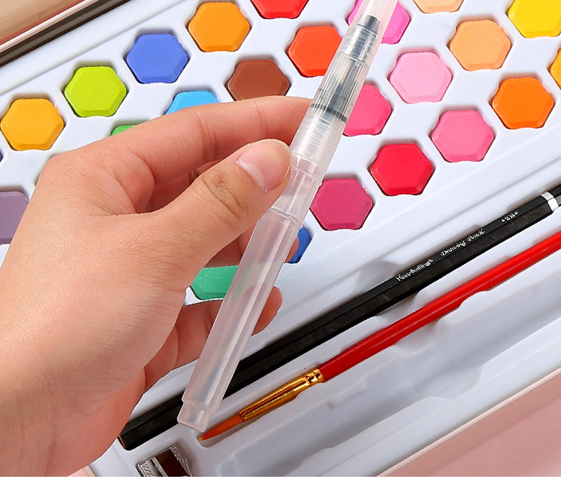 36 Colors Solid Watercolor Pigments High Quality With Wooden Pole Brush Pen Set Water Brush Artist