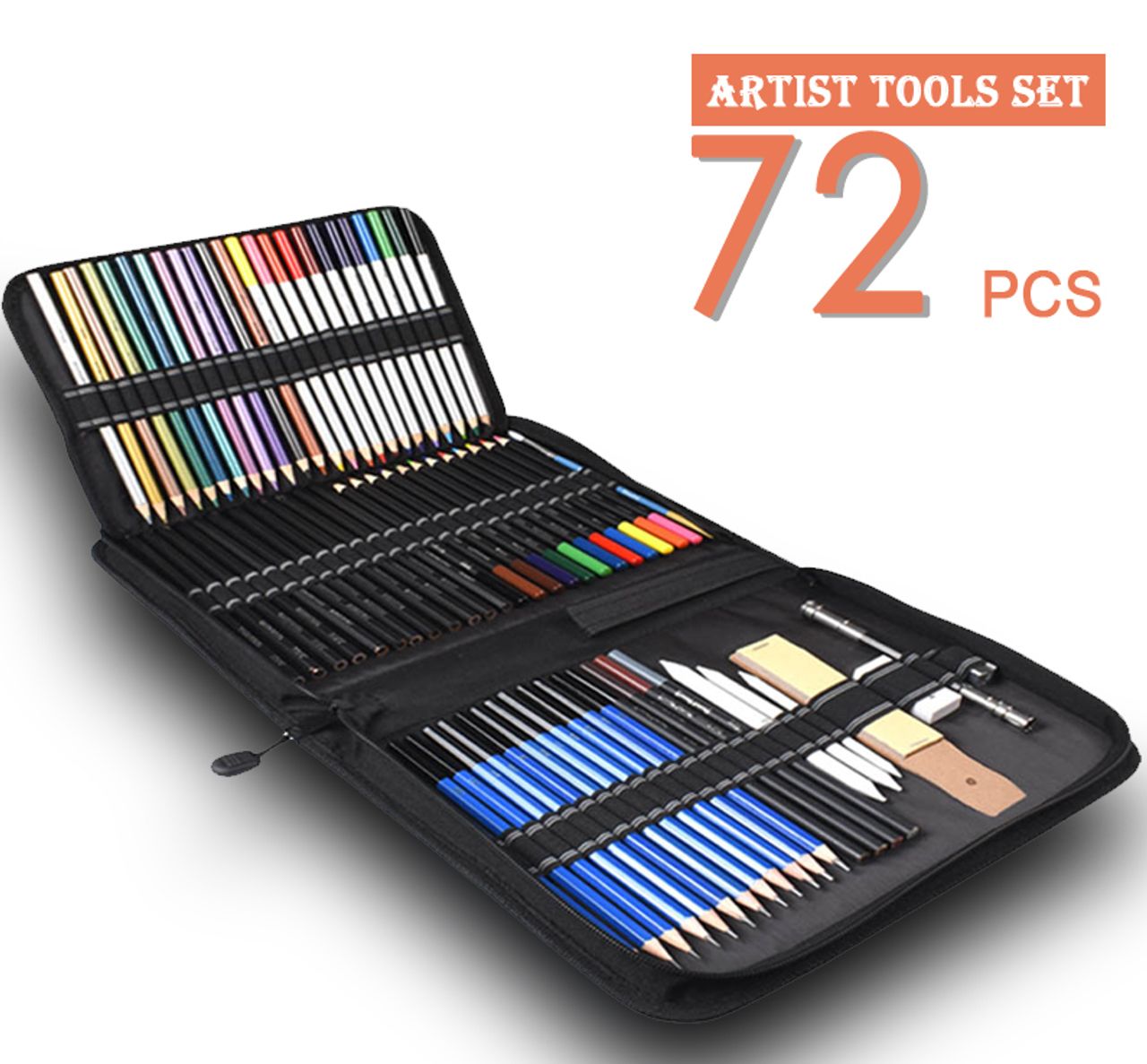 Art Supplies, 126-Piece Drawing Pencils and Sketch Set , Professional  Drawing Kit Includes Graphite, Charcoals ,Zippered